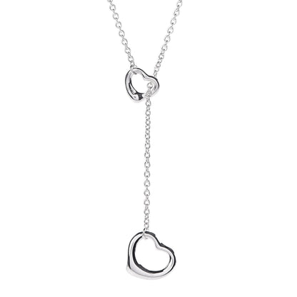 Tiffany Sterling Silver Elsa Peretti Open Heart Lariat Necklace 4 of 9
