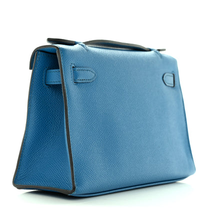Hermes Epsom Kelly Pochette Clutch Bleu Izmir 3 of 19
