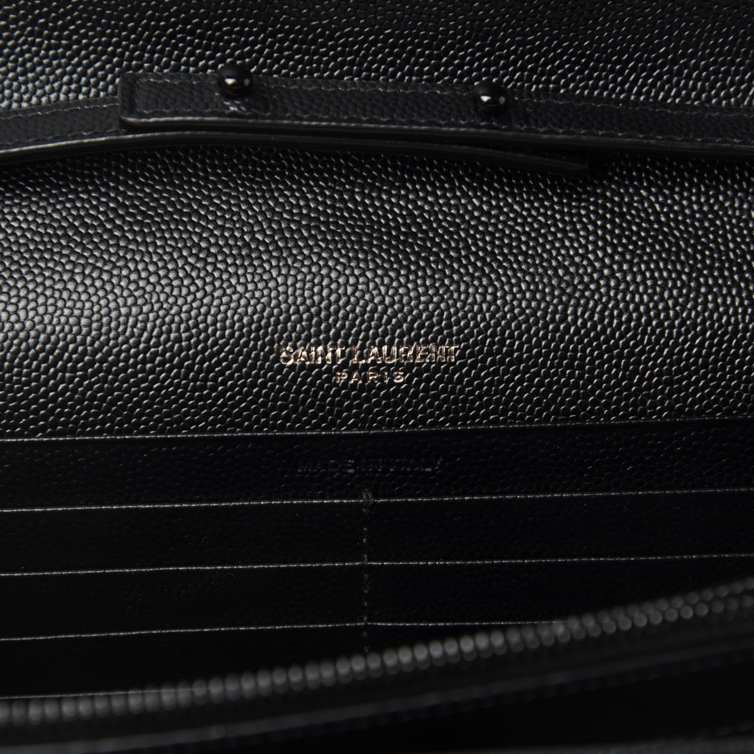Saint Laurent Grain De Poudre Matelasse Chevron Monogram Chain Wallet Black 9 of 11