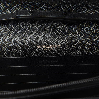 Saint Laurent Grain De Poudre Matelasse Chevron Monogram Chain Wallet Black 9 of 11