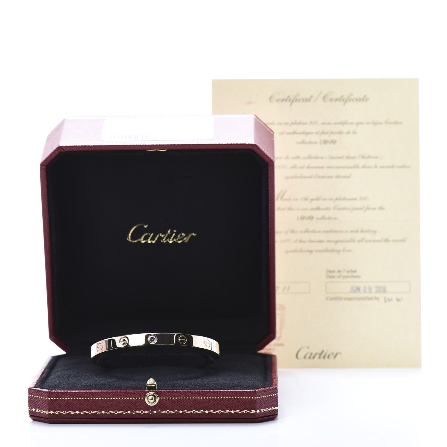 Cartier 18K Pink Gold Pink Sapphire LOVE Cuff Bracelet 18 6 of 6