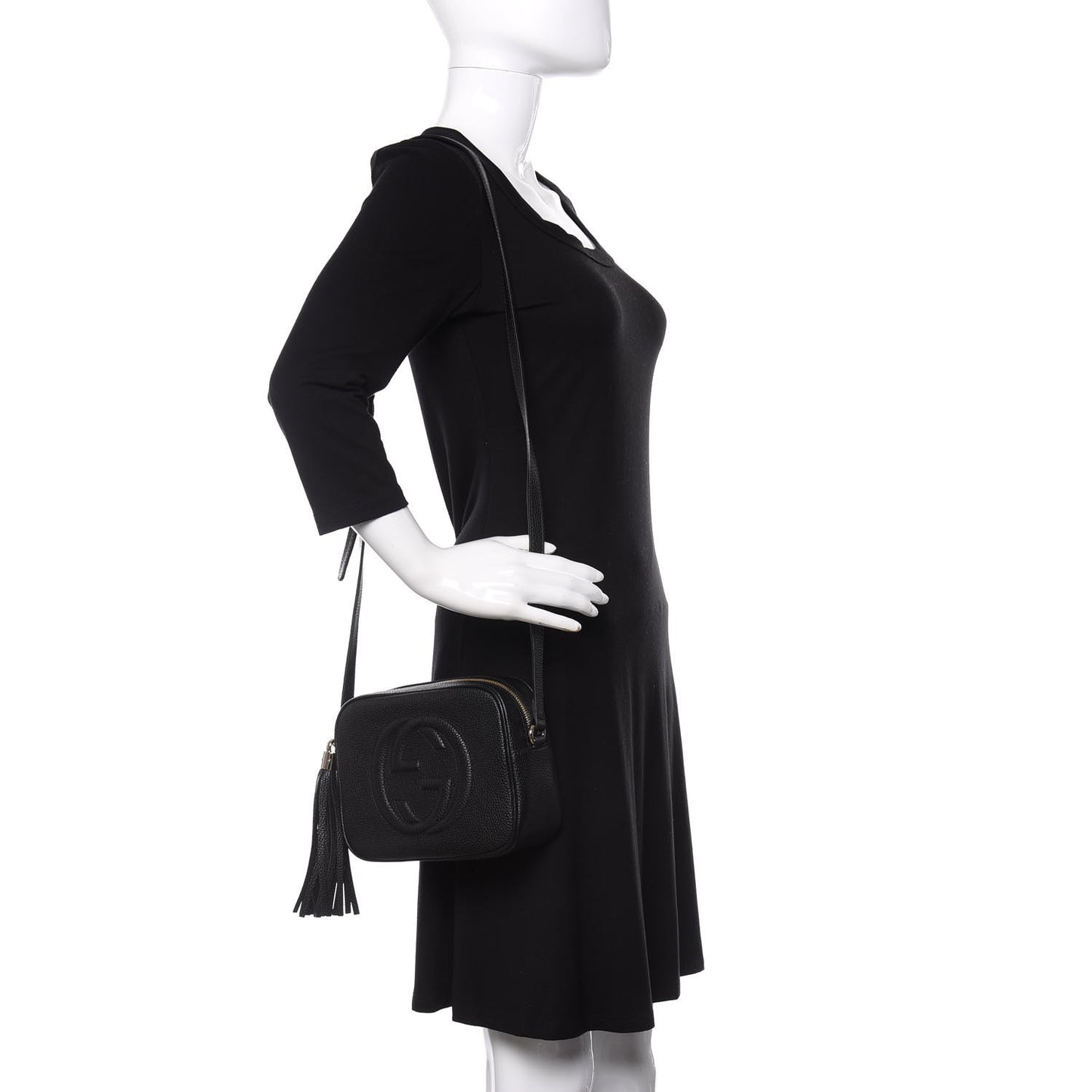 Pebbled Calfskin Small Soho Disco Bag Black
