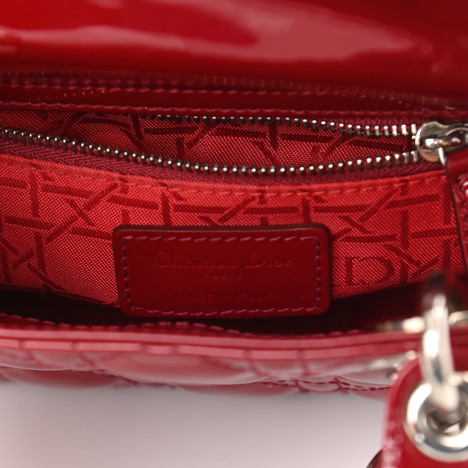 Christian Dior Patent Cannage Mini Lady Dior Red 5 of 12