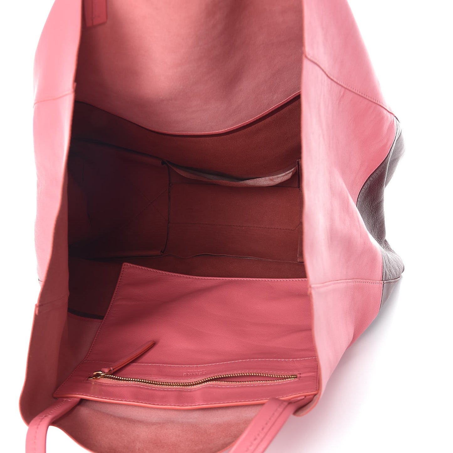 Lambskin Horizontal Bi-Color Cabas Pink Rust