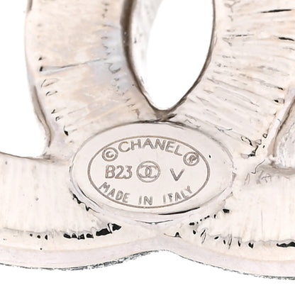 Chanel Baguette Crystal Double CC Earrings Silver 4 of 5