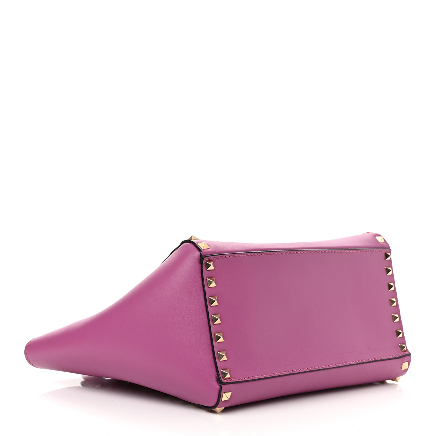 Vitello Small Rockstud Double Handle Tote Purple Violet