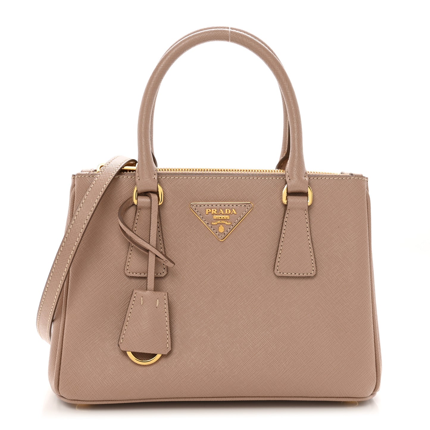 Saffiano Lux Mini Galleria Double Zip Tote Cipria