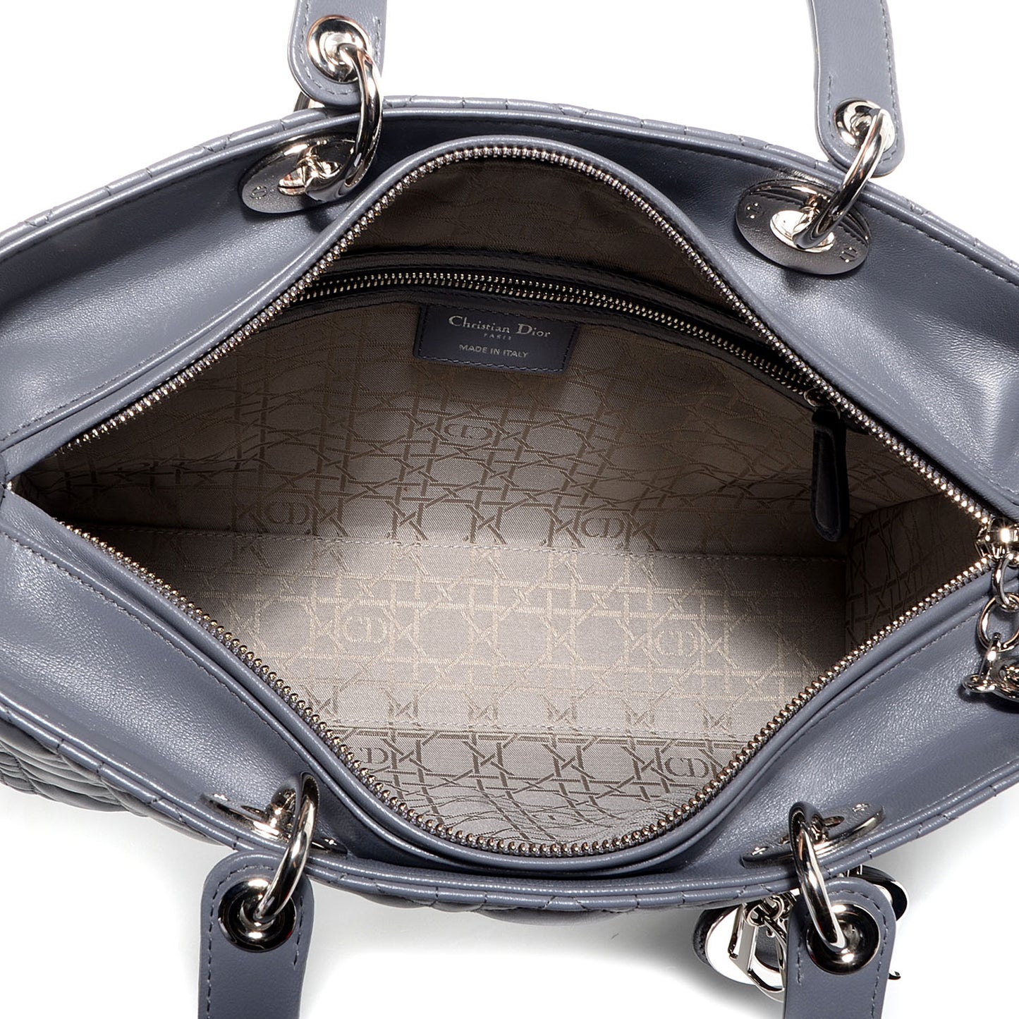 Lambskin Cannage Large Lady Dior Grey