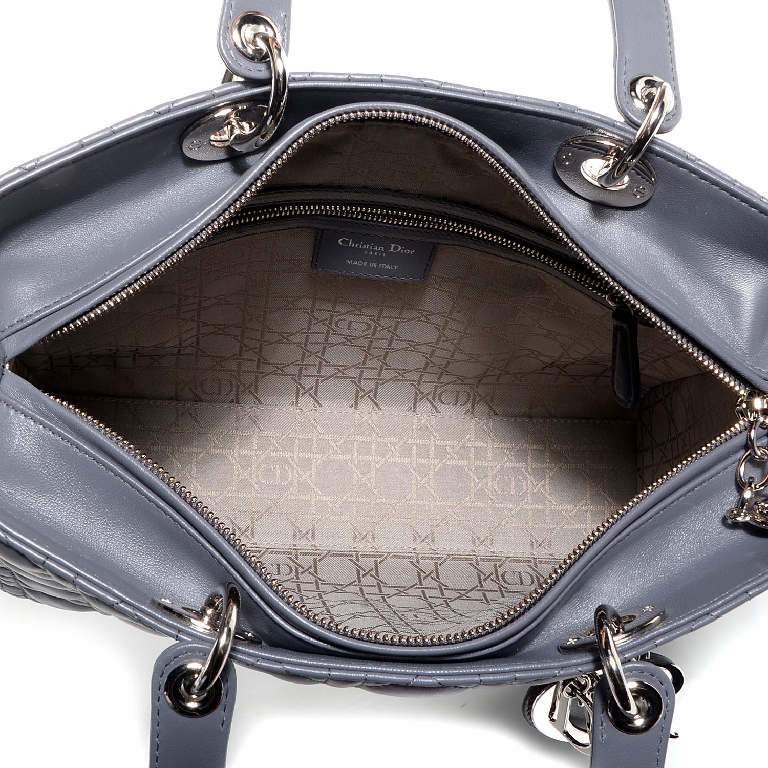 Christian Dior Lambskin Cannage Large Lady Dior Grey 6 of 12