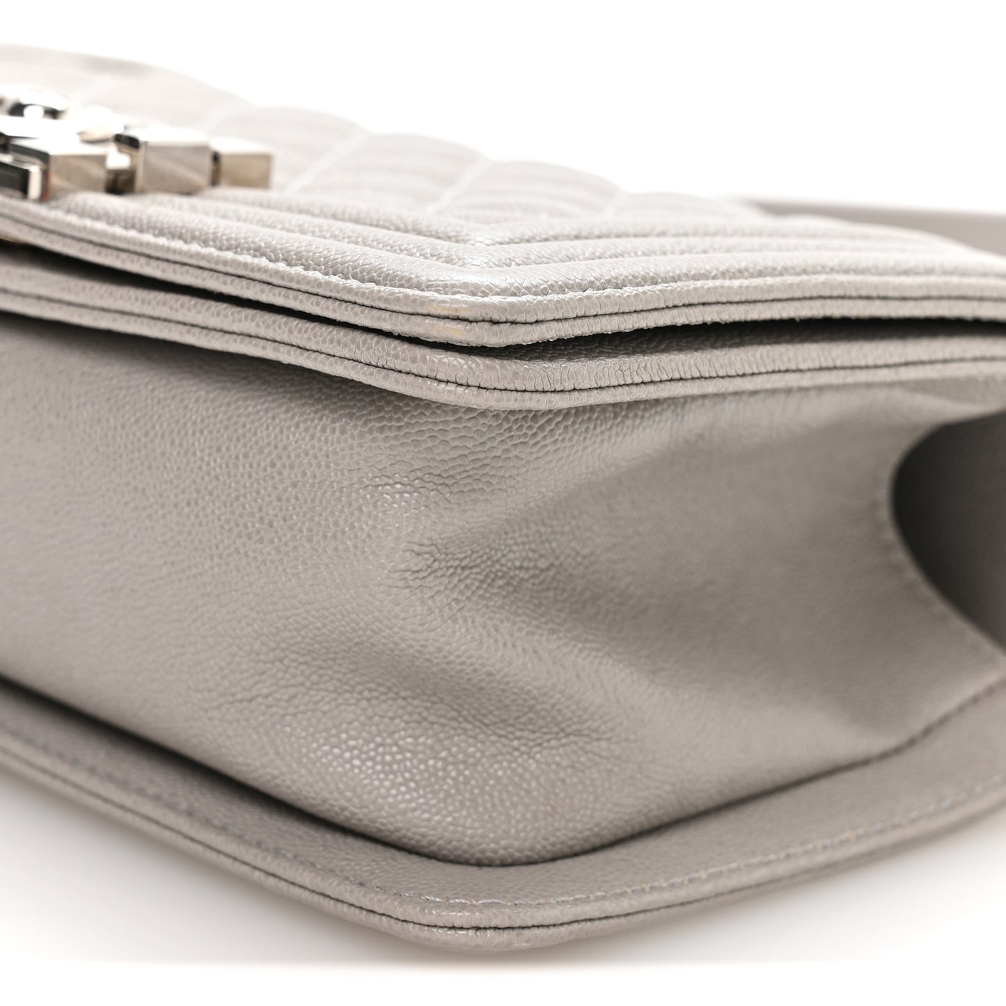 Caviar Quilted Small Boy Flap Grey
