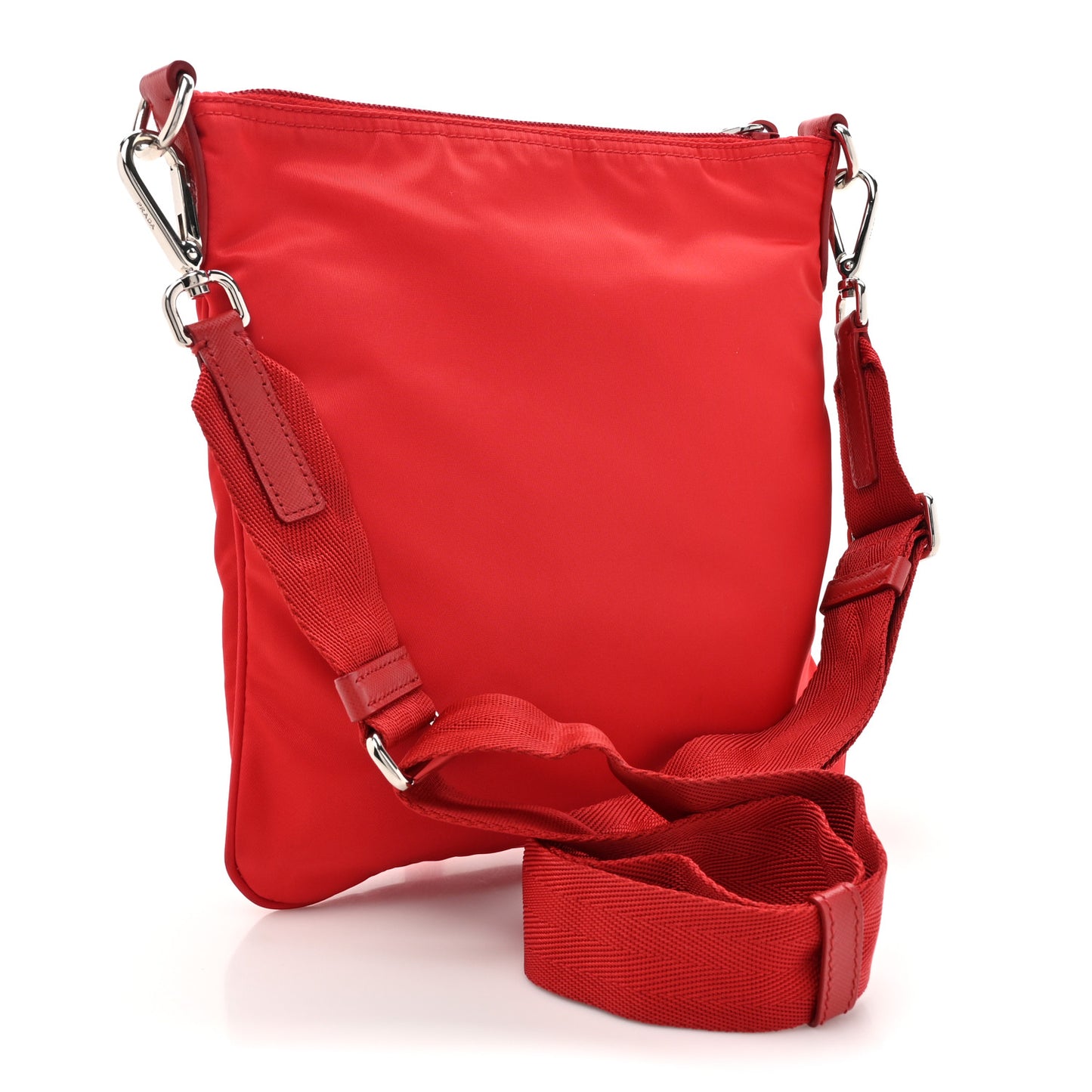 Tessuto Nylon Saffiano Flat Messenger Bag Rosso