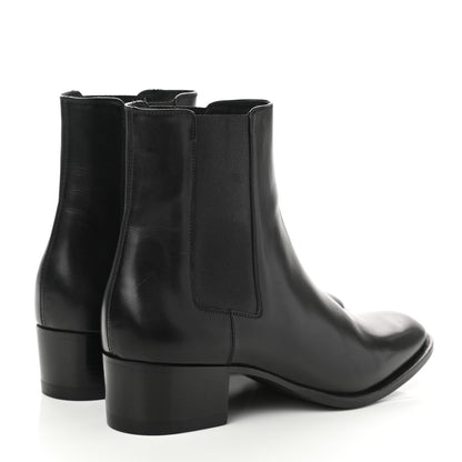 Saint Laurent Calfskin Womens Wyatt Chelsea Boots 37 Black 4 of 10