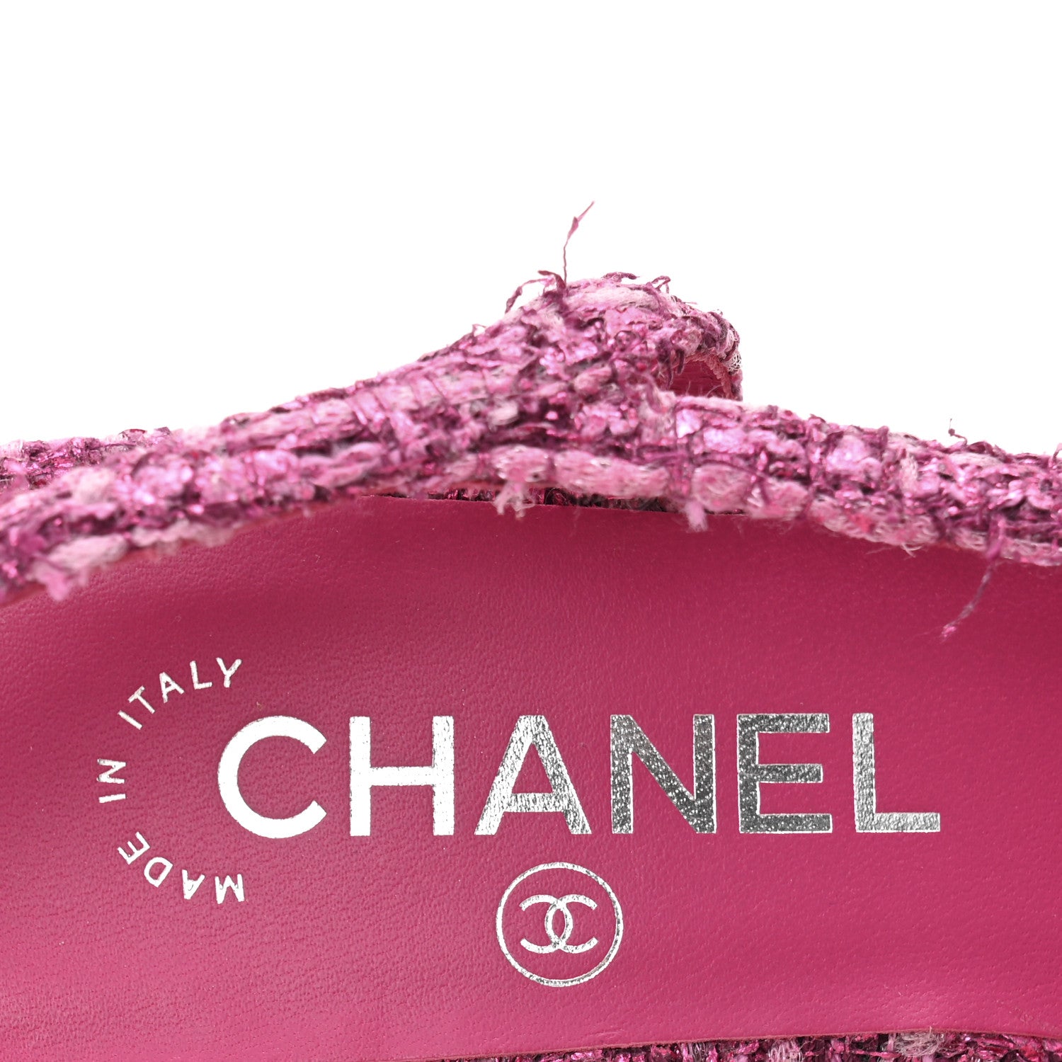 Chanel Metallic Tweed Grosgrain Cap Toe CC Slingback Pumps 36 Pink Black 38.5 Pink Black 8 of 9