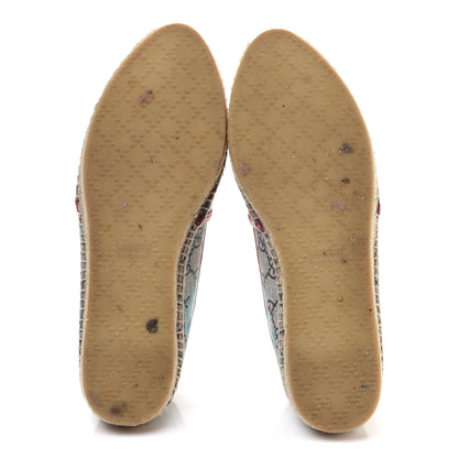Gucci GG Supreme Monogram Blooms Espadrilles 39 Beige Blue Navy Hibiscus Red 6 of 12