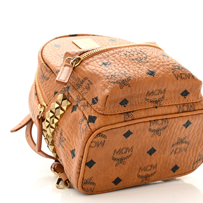MCM Visetos Side Stud X-Mini Stark Bebe Boo Backpack Cognac 8 of 9