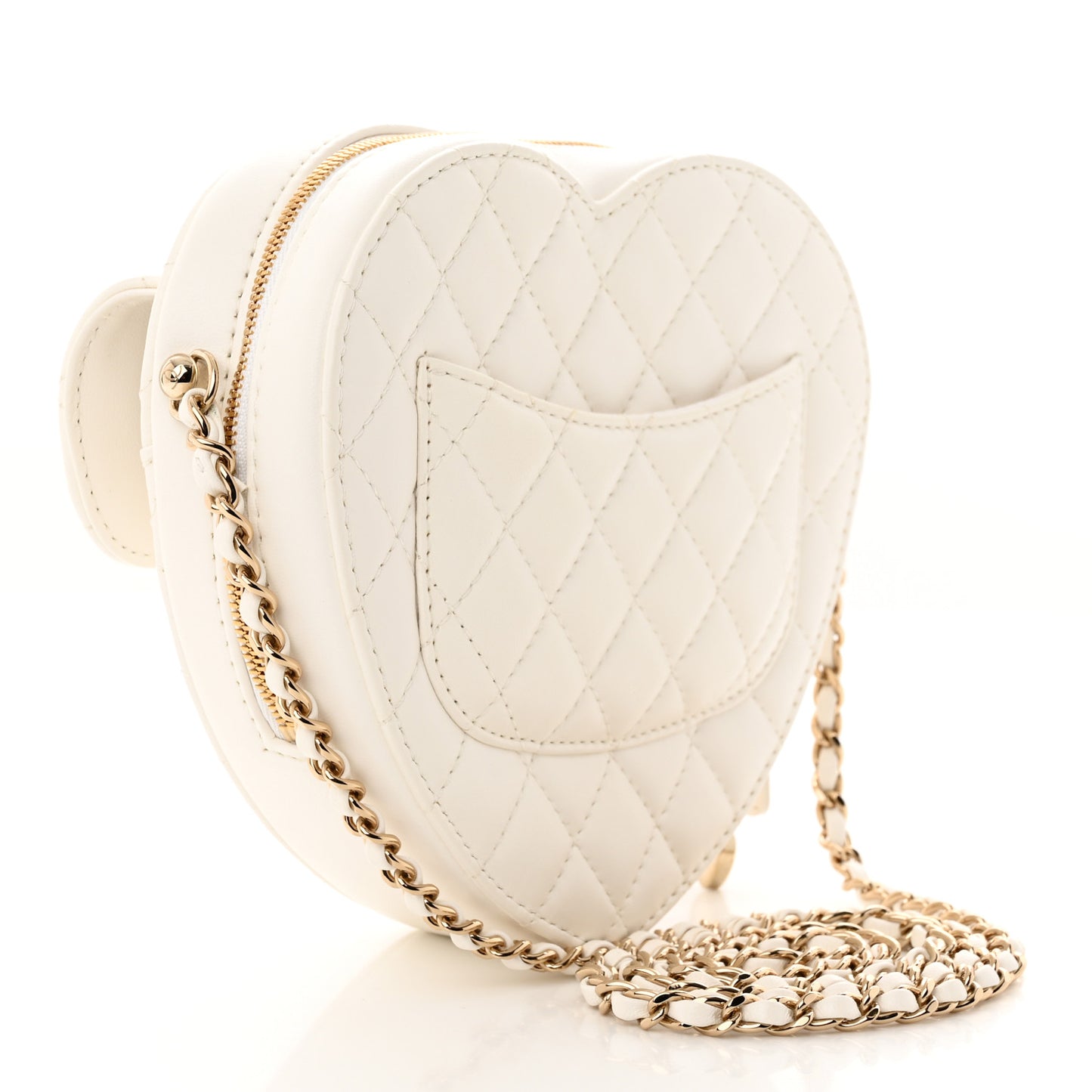 Lambskin Quilted CC In Love Heart Bag White