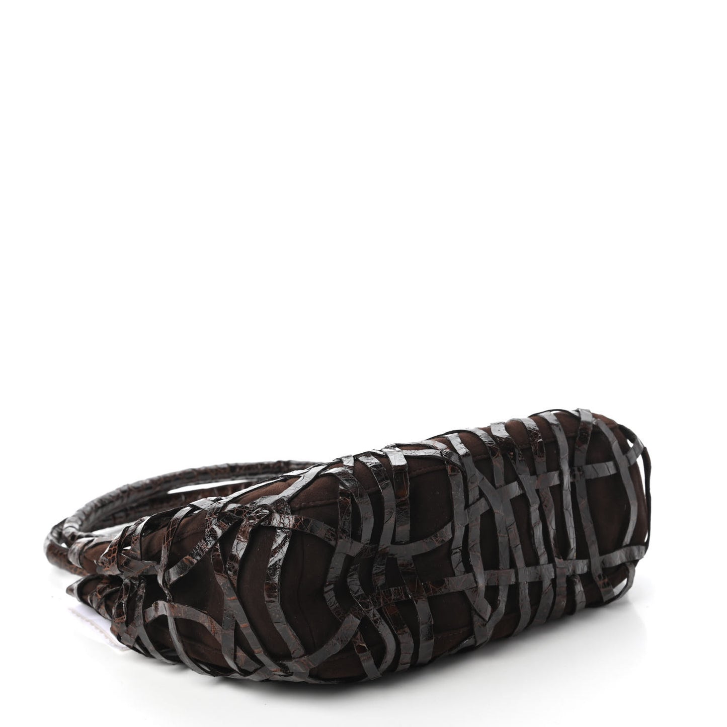 Crocodile Woven Suede Tote Chocolate