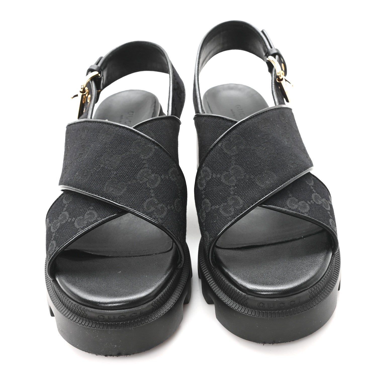 Gucci Monogram Granada Kid Trip 40/72mm Lug Sole Sandals 40 Black 3 of 9
