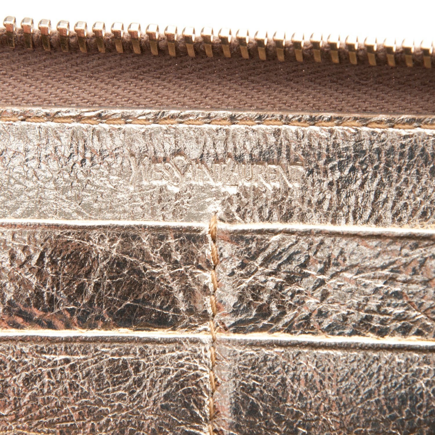 Saint Laurent Metallic Calfskin Belle De Jour Zip Around Wallet Gold 6 of 7