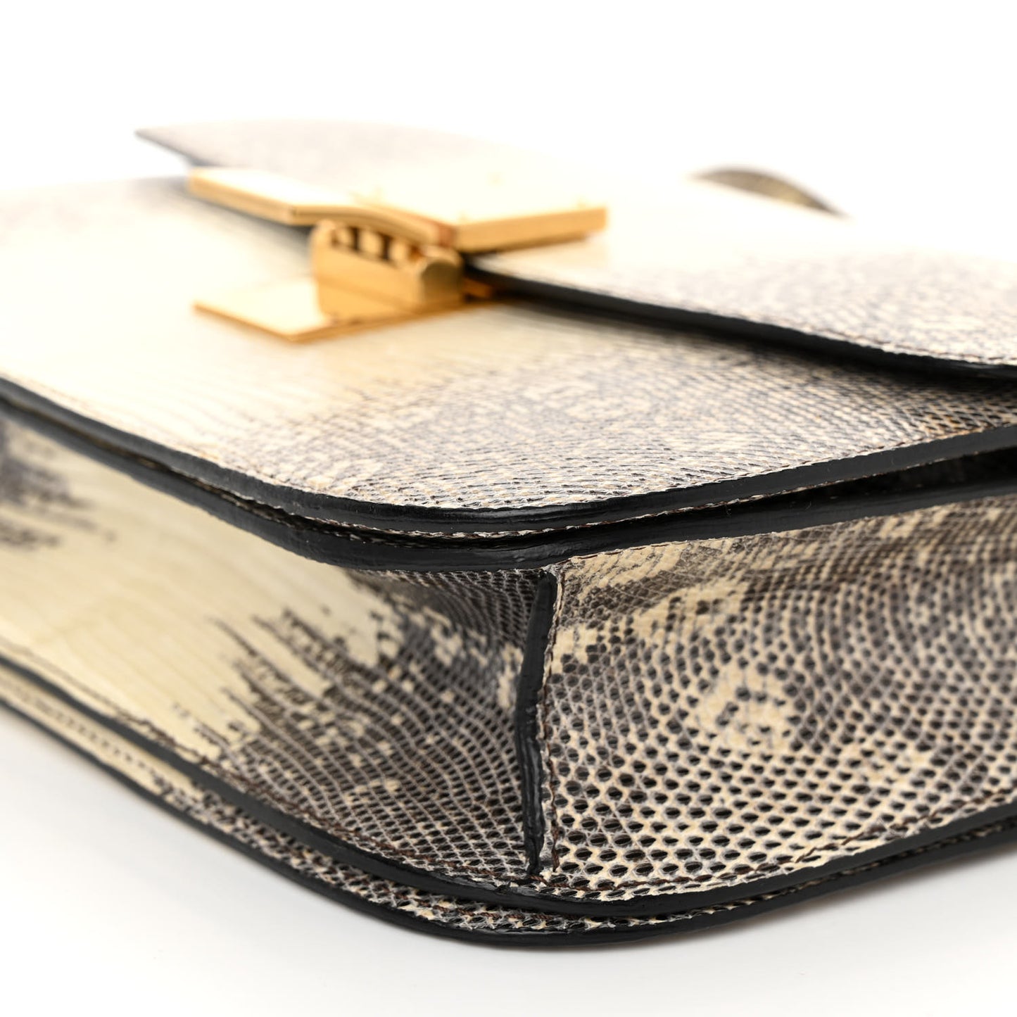 Lizard Medium Classic Box Flap Bag Natural