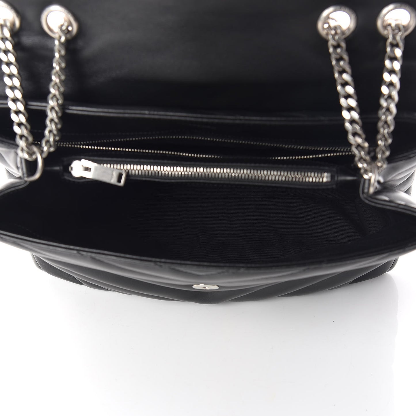 Calfskin Y Quilted Monogram Medium Loulou Chain Satchel Black