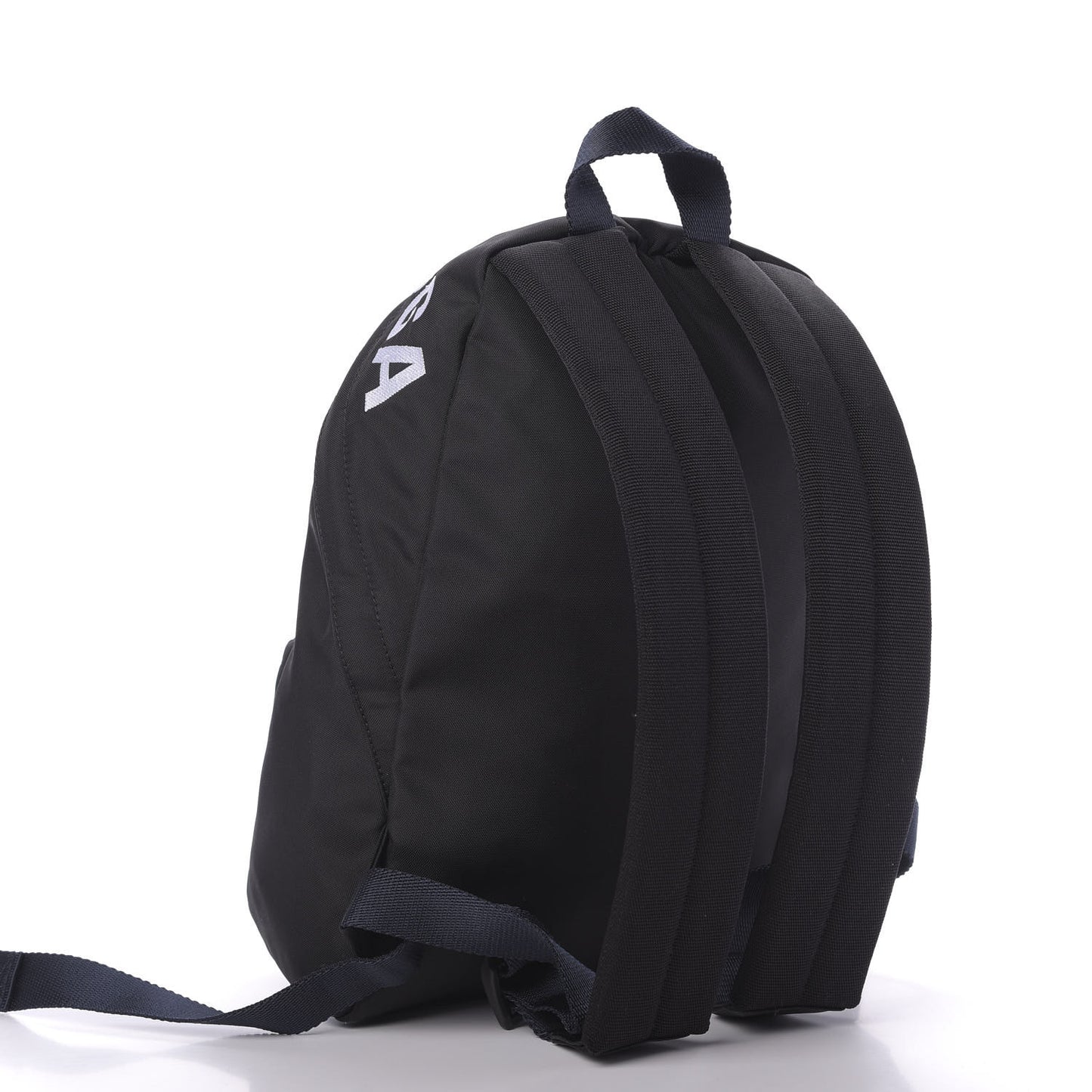 Sport Nylon Logo Embroidered S Wheel Backpack Black White