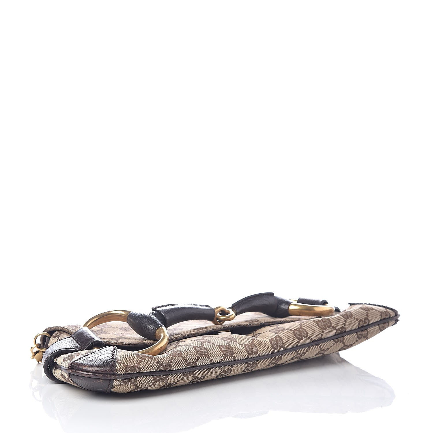 Gucci Monogram Studded Horsebit Clutch Dark Brown 4 of 10