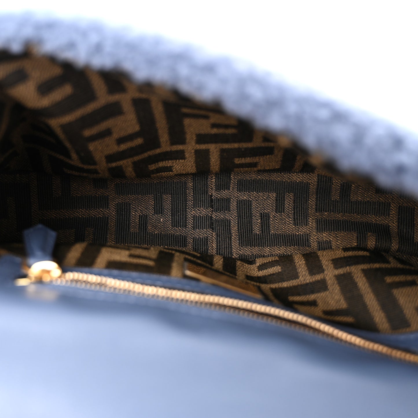 Shearling Lambskin FF Midi Chain Baguette Mirto
