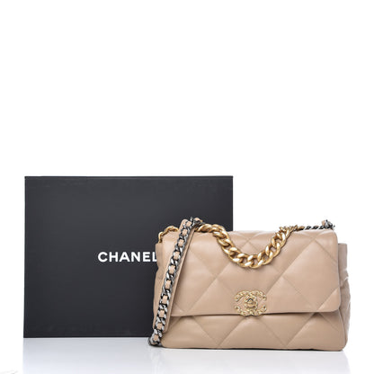 Chanel Lambskin Quilted Large Chanel 19 Flap Dark Beige 11 of 11