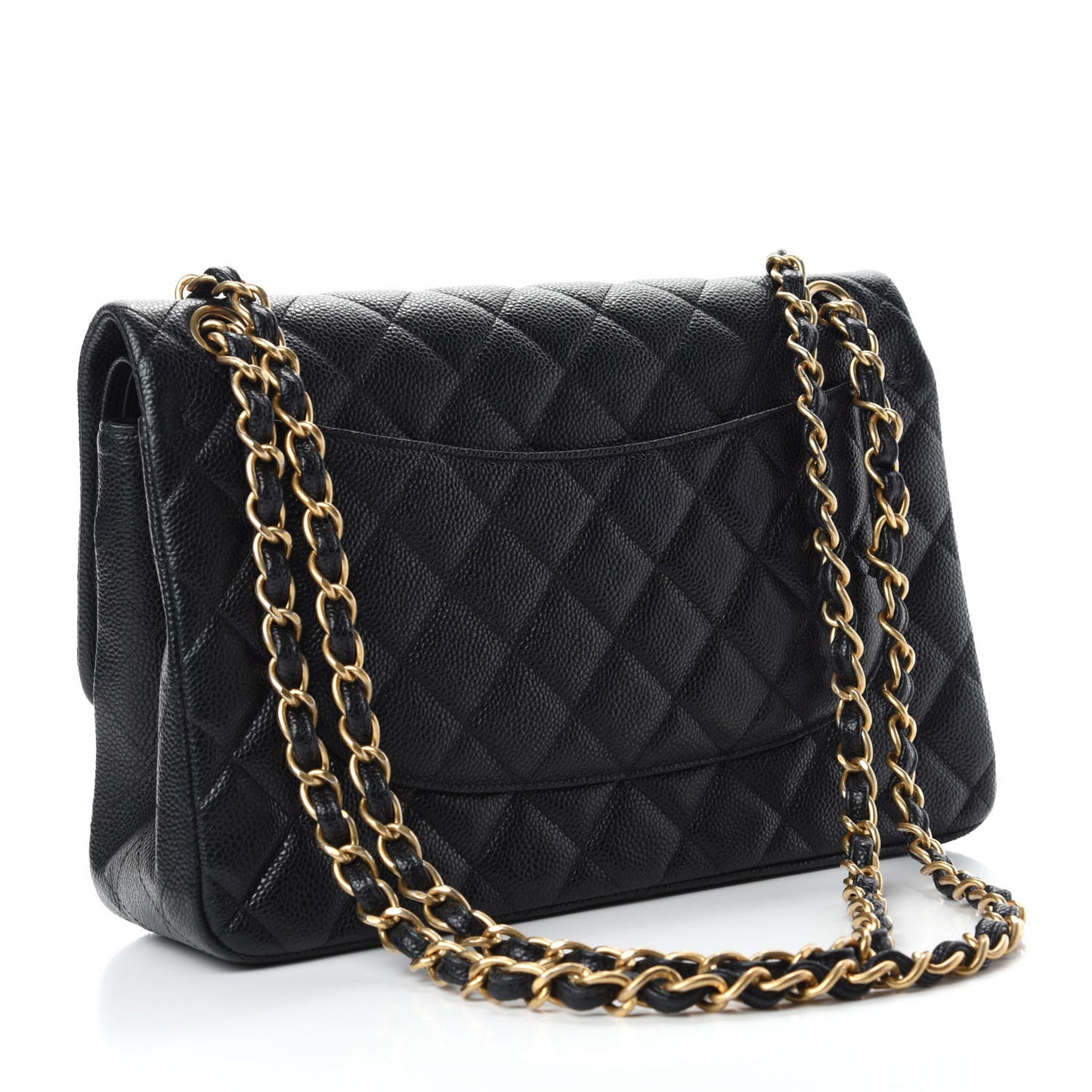 Caviar Quilted Jumbo Double Flap Black
