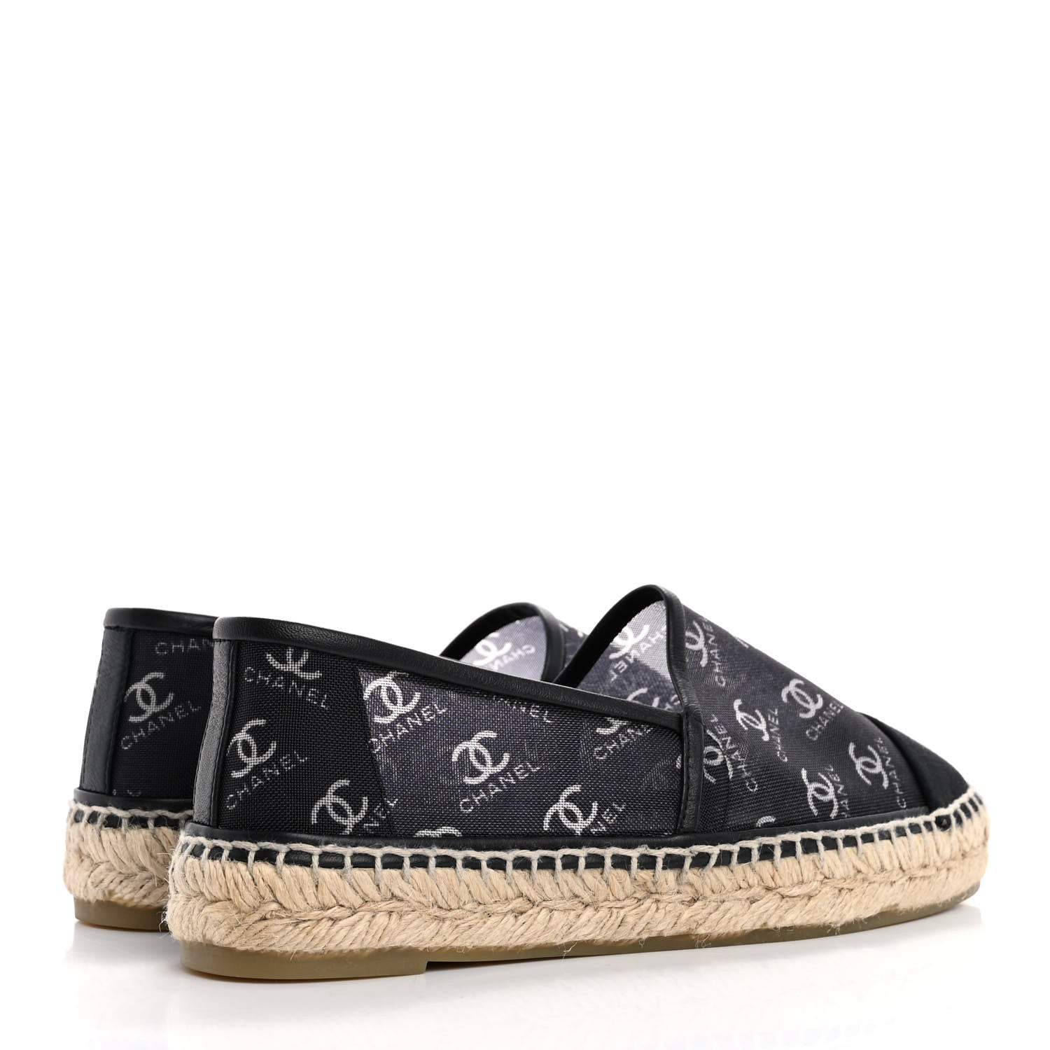 Chanel Mesh Grosgrain CC Espadrilles 36 Black White 5 of 9