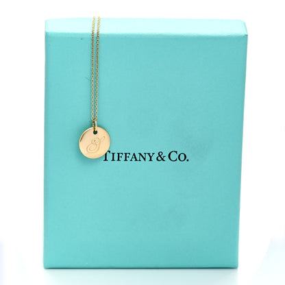 Tiffany 18K Yellow Gold Notes Letter S Disc Charm Pendant Necklace 7 of 7
