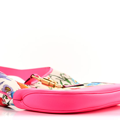 Gucci Canvas Flora Medium Jackie Hobo Fuchsia 9 of 13