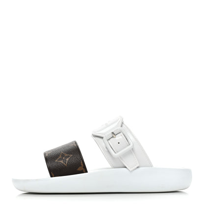 Louis Vuitton Monogram Sunbath Flat Mule Sandals 35 White 1 of 10