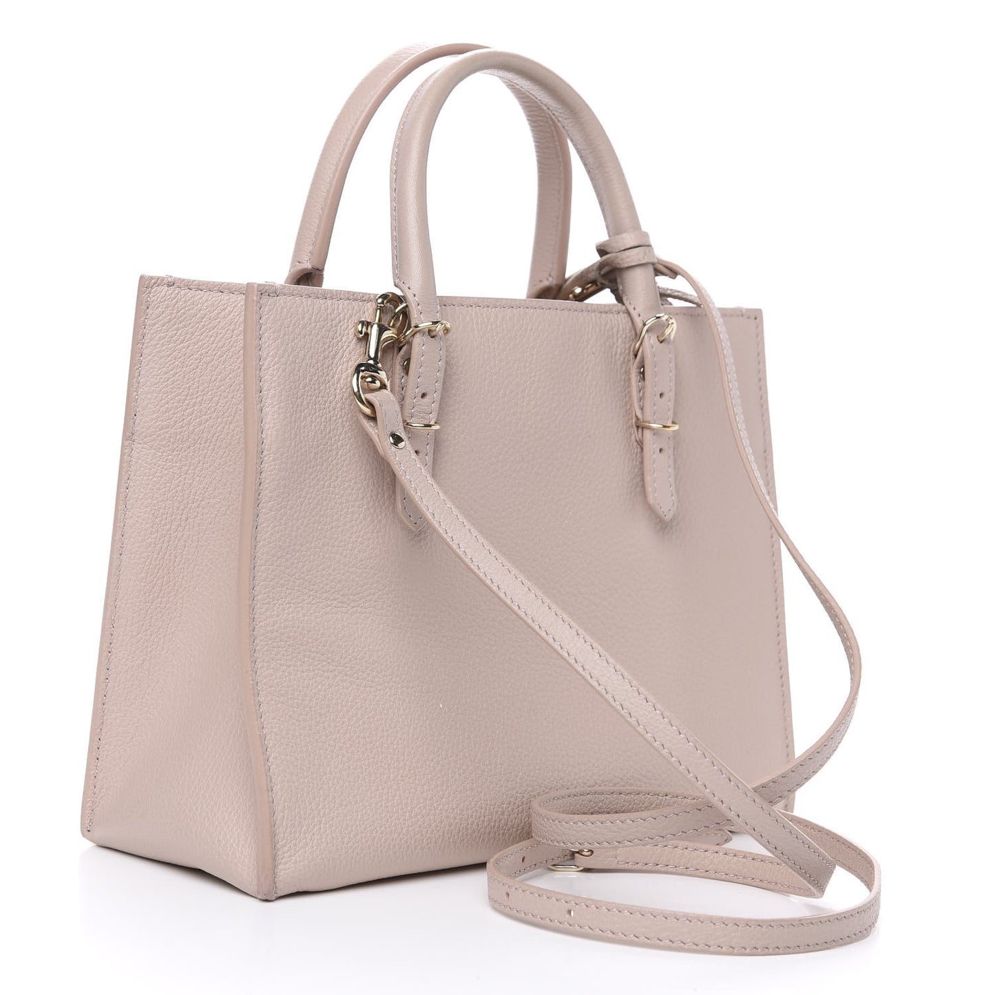 Grained Calfskin Gold Metallic Edge Hardware Papier Mini A4 Tote Rose Des Sables