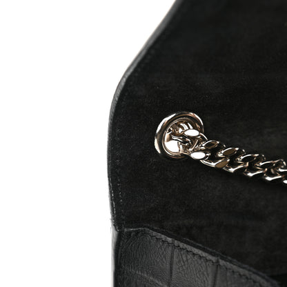 Saint Laurent Calfskin Crocodile Embossed Medium Classic Monogram Kate Tassel Satchel Black 13 of 13