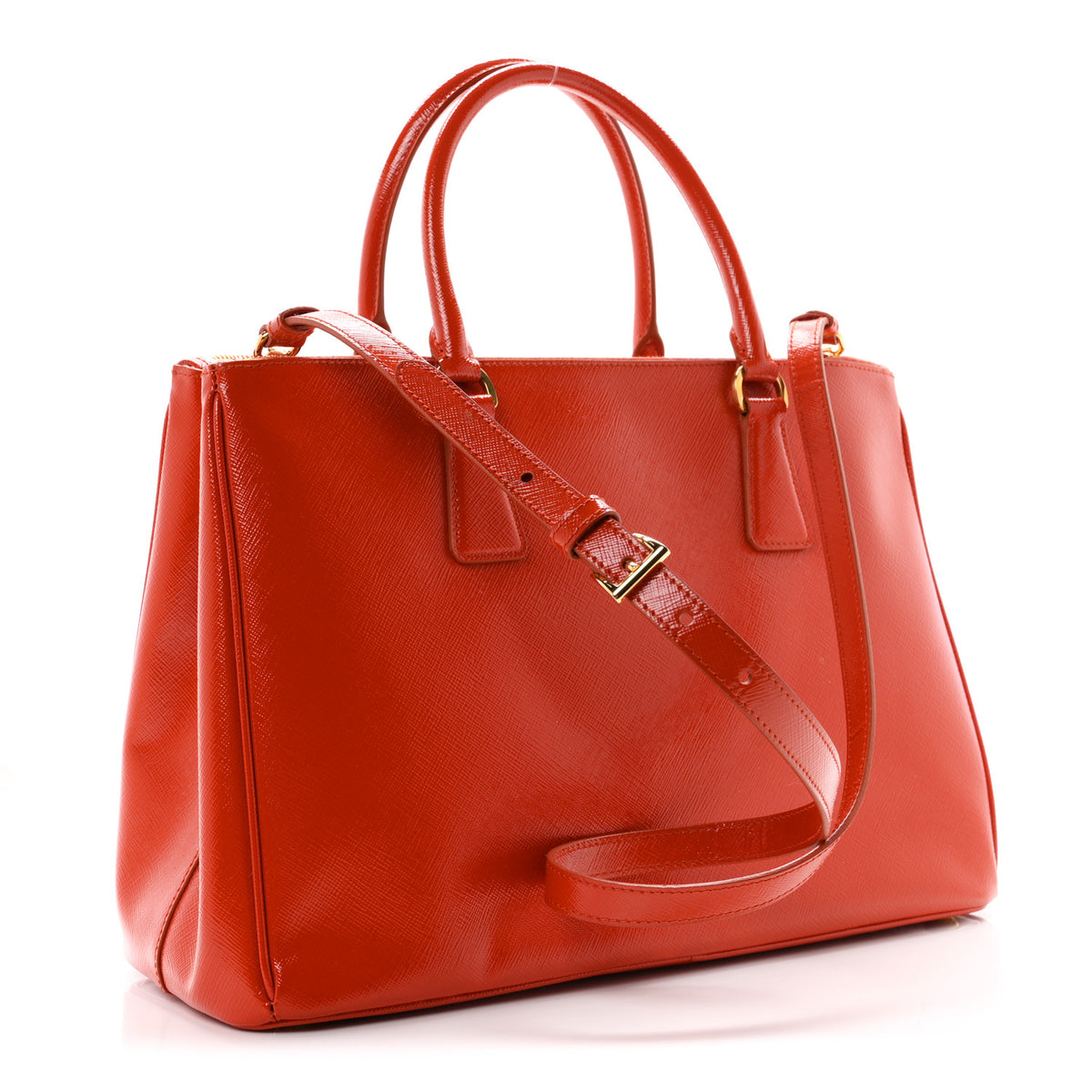 Saffiano Vernice Medium Galleria Double Zip Tote Arancio