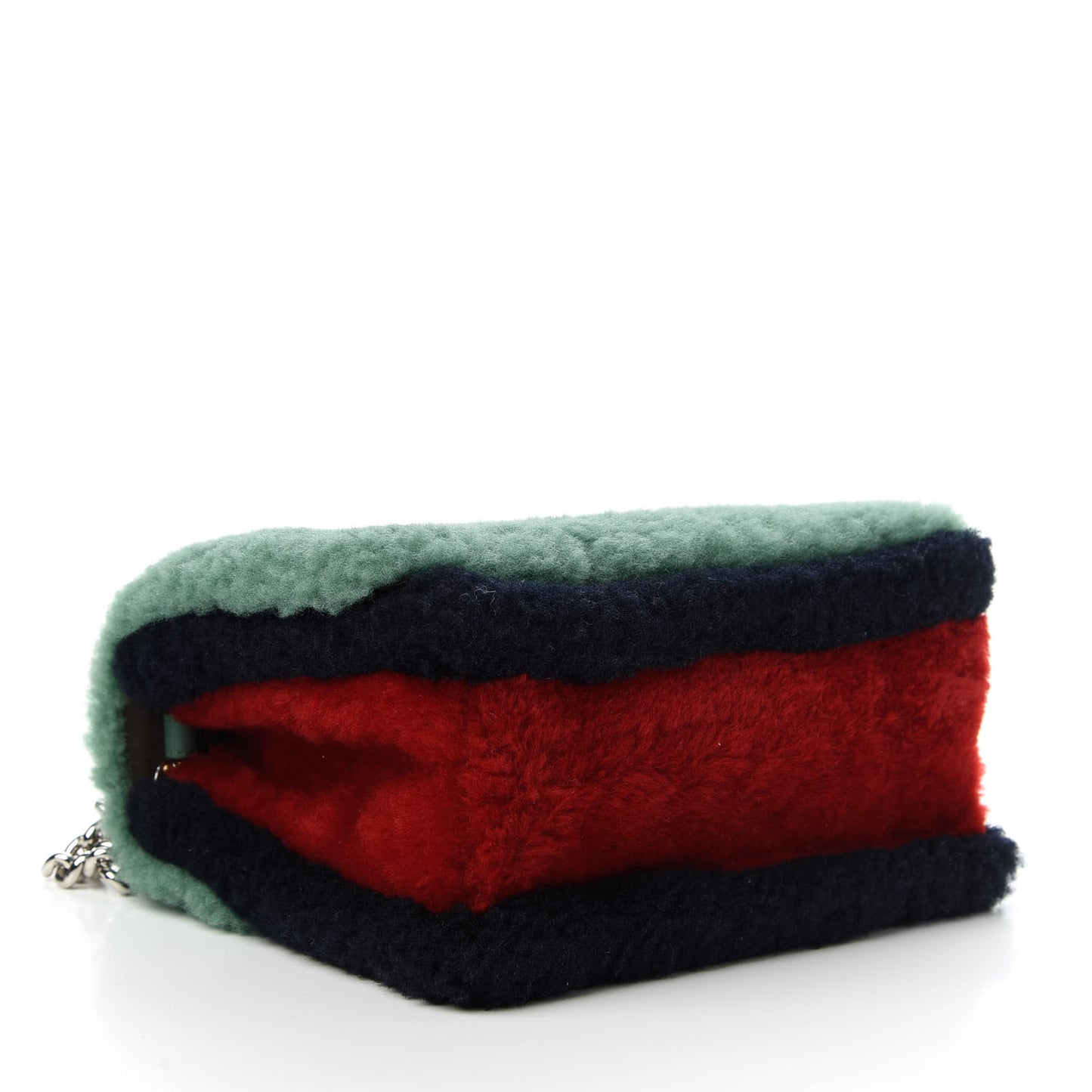 Shearling Vitello Century F is Fendi Small Kan I Shoulder Bag Verde Acqua Black Mosto