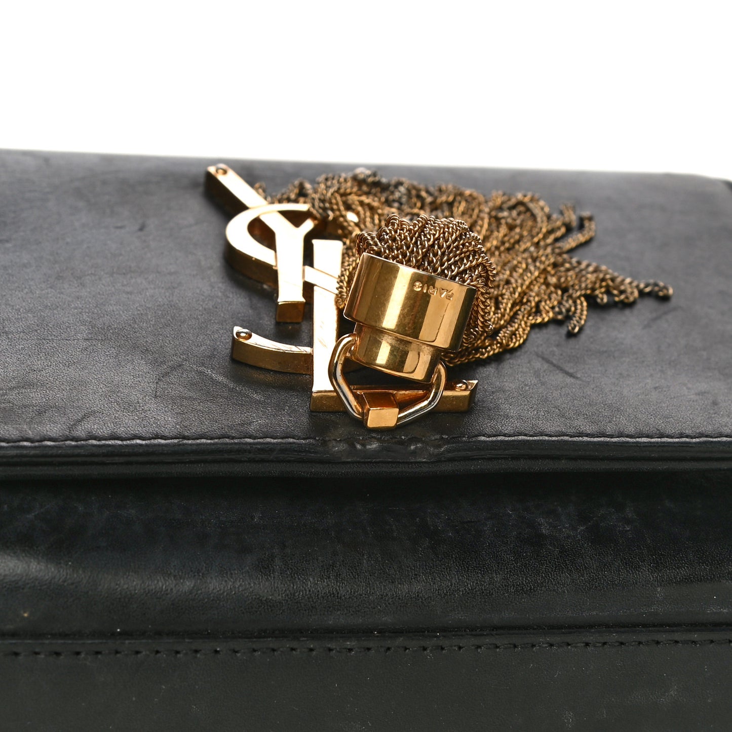 Calfskin Small Classic Monogram Kate Tassel Satchel Black