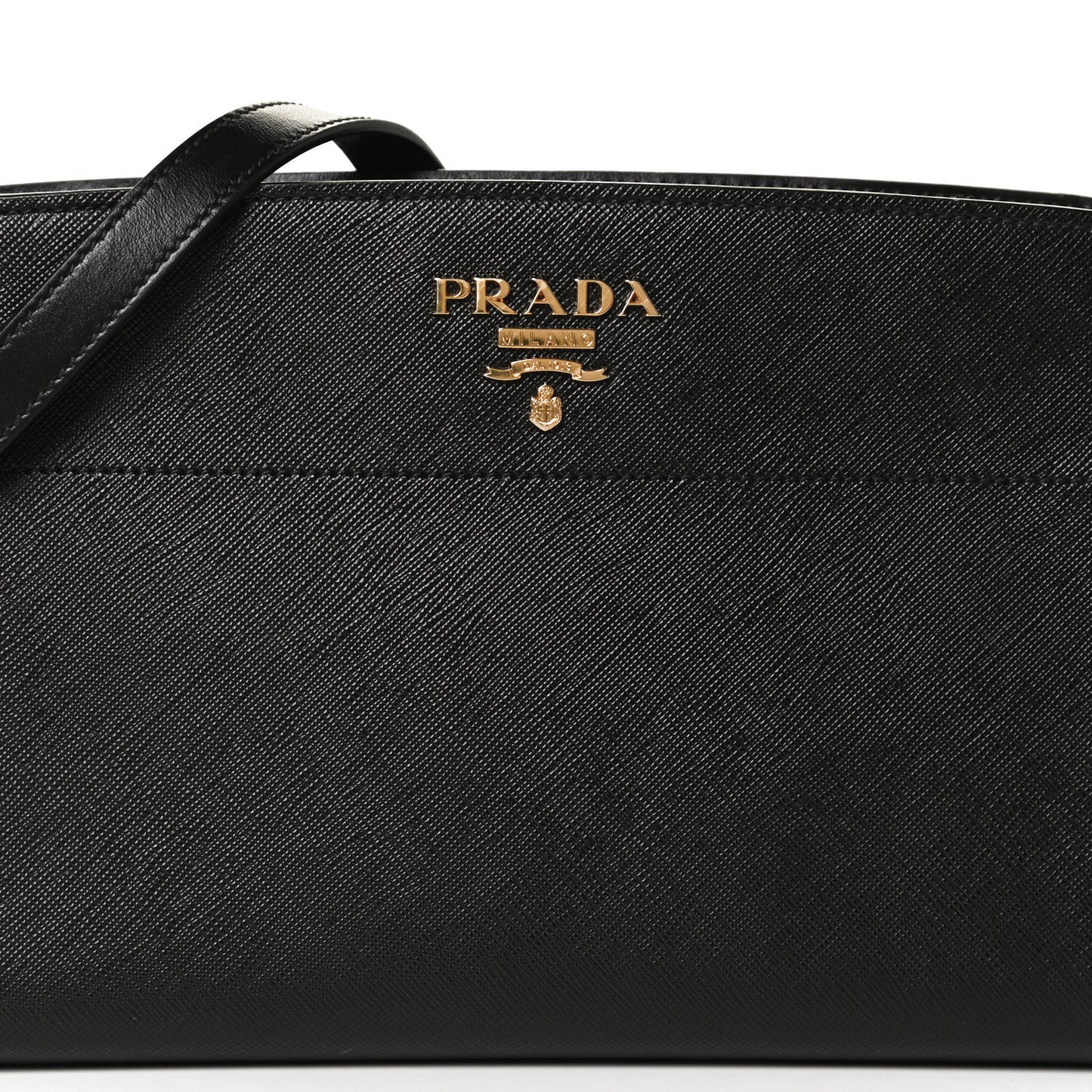 Saffiano City Calfskin Esplanade Crossbody Bag Black