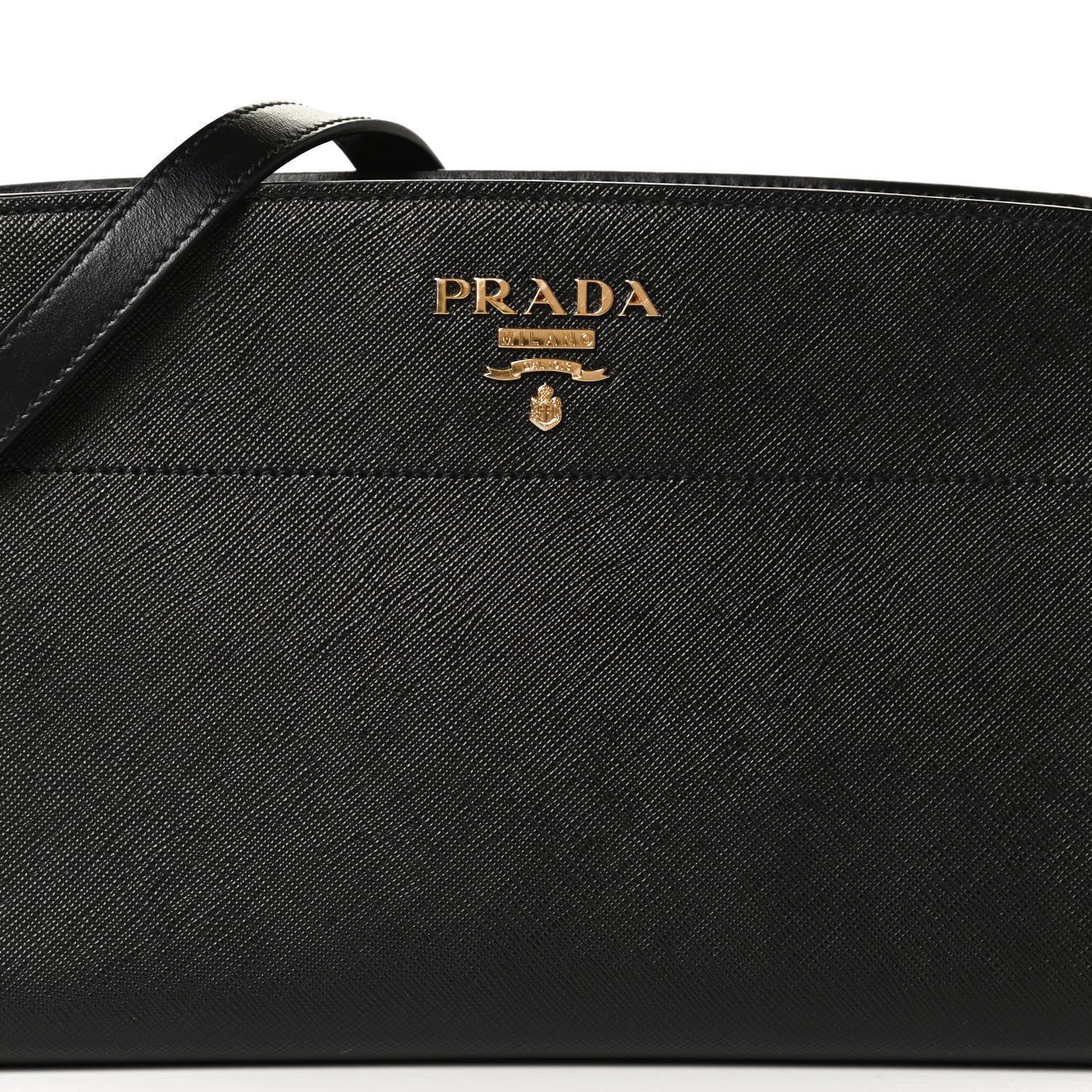 Prada Saffiano City Calfskin Esplanade Crossbody Bag Black 7 of 11