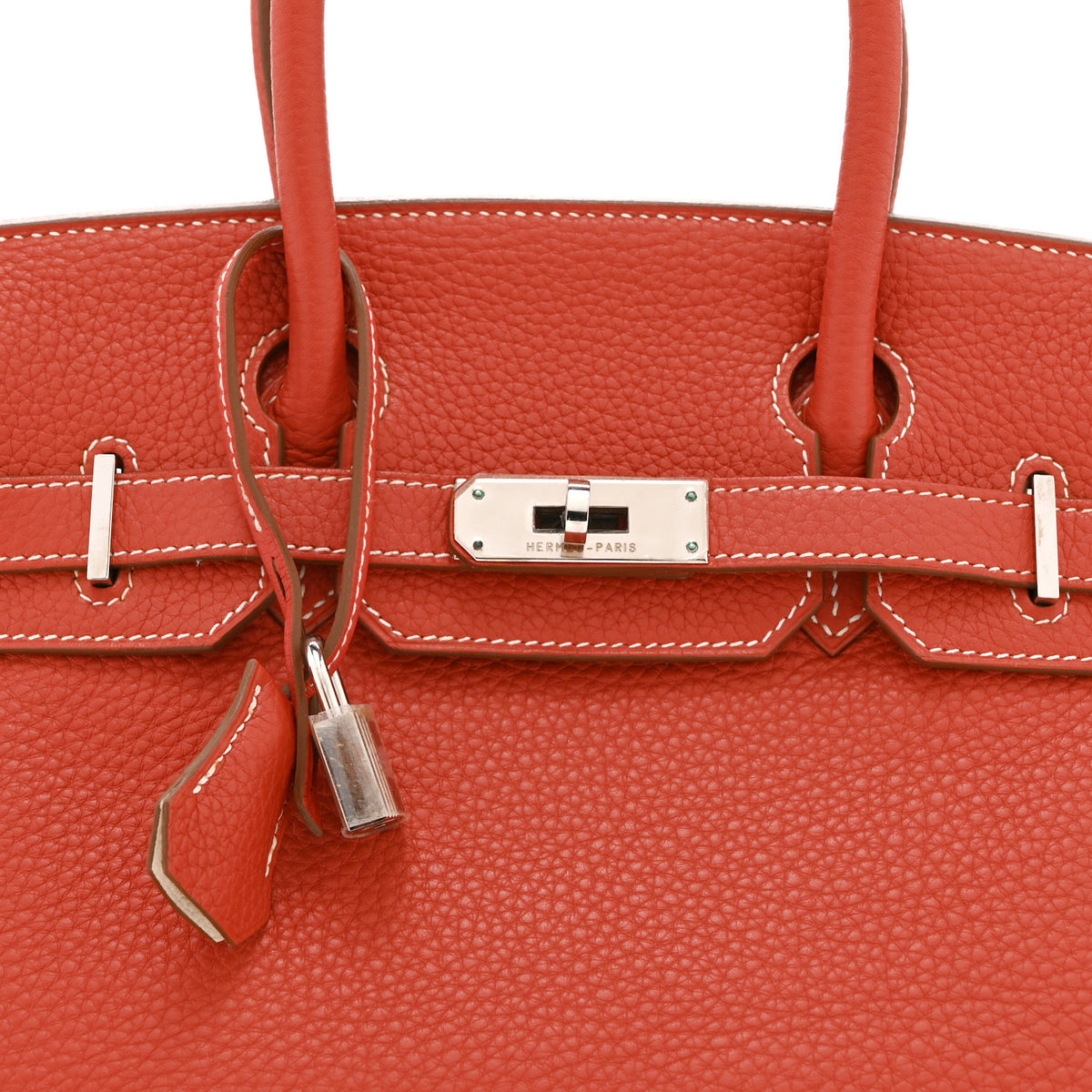 Taurillon Clemence Eclat Birkin 30 Sanguine White