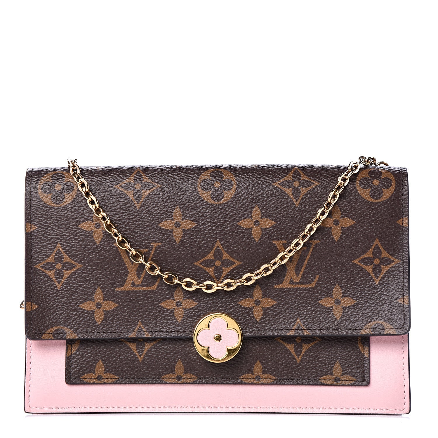 Louis Vuitton Monogram Flore Chain Wallet Rose Ballerine 1 of 9