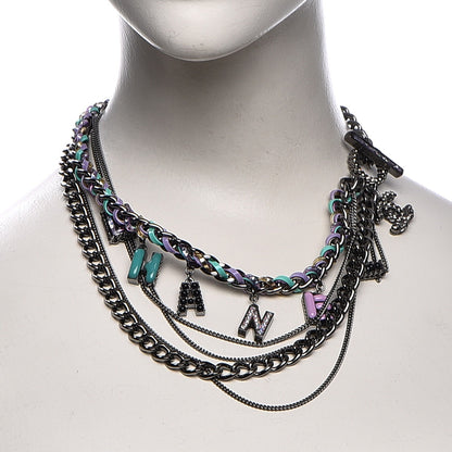 Chanel Ruthenium PVC Enamel CC Multi Strand Chain Link Choker Necklace Silver Multi 2 of 8