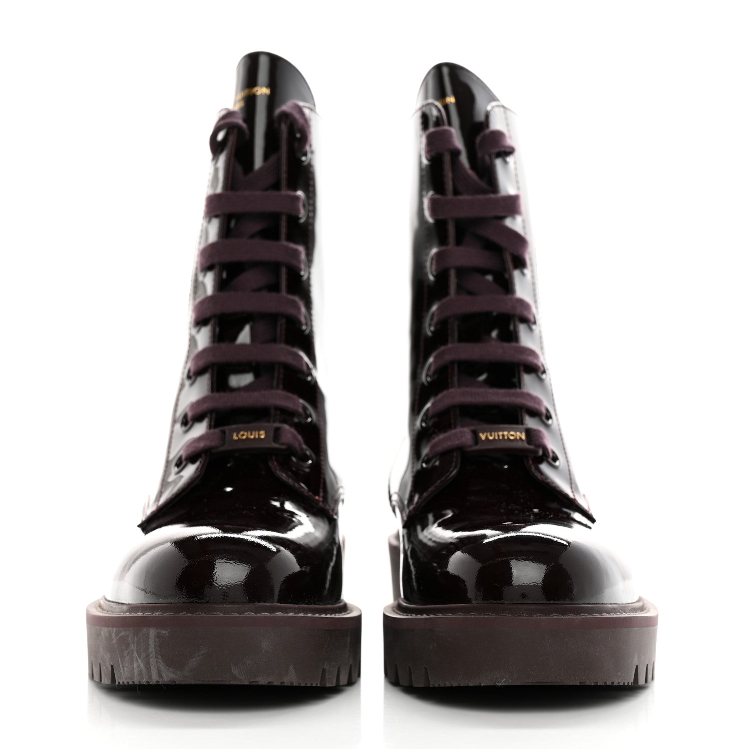 Louis Vuitton Patent Territory Ranger Boots 37.5 Bordeaux 2 of 16