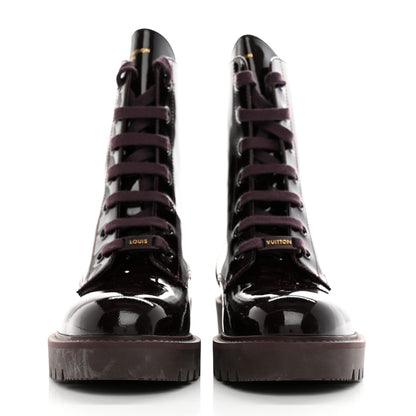 Louis Vuitton Patent Territory Ranger Boots 37.5 Bordeaux 2 of 16