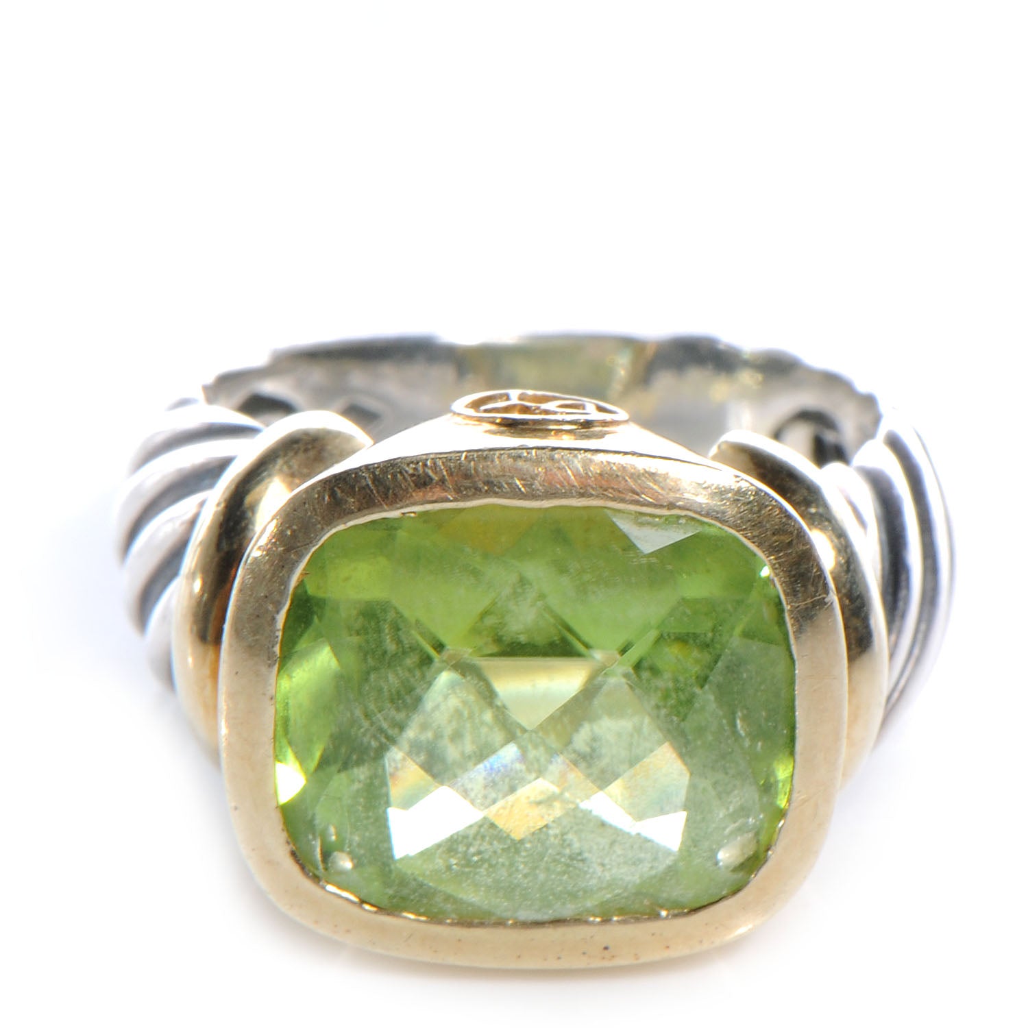David Yurman Sterling Silver and 14k Yellow Gold Peridot Ring 6.5 1 of 7