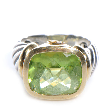 David Yurman Sterling Silver and 14k Yellow Gold Peridot Ring 6.5 1 of 7