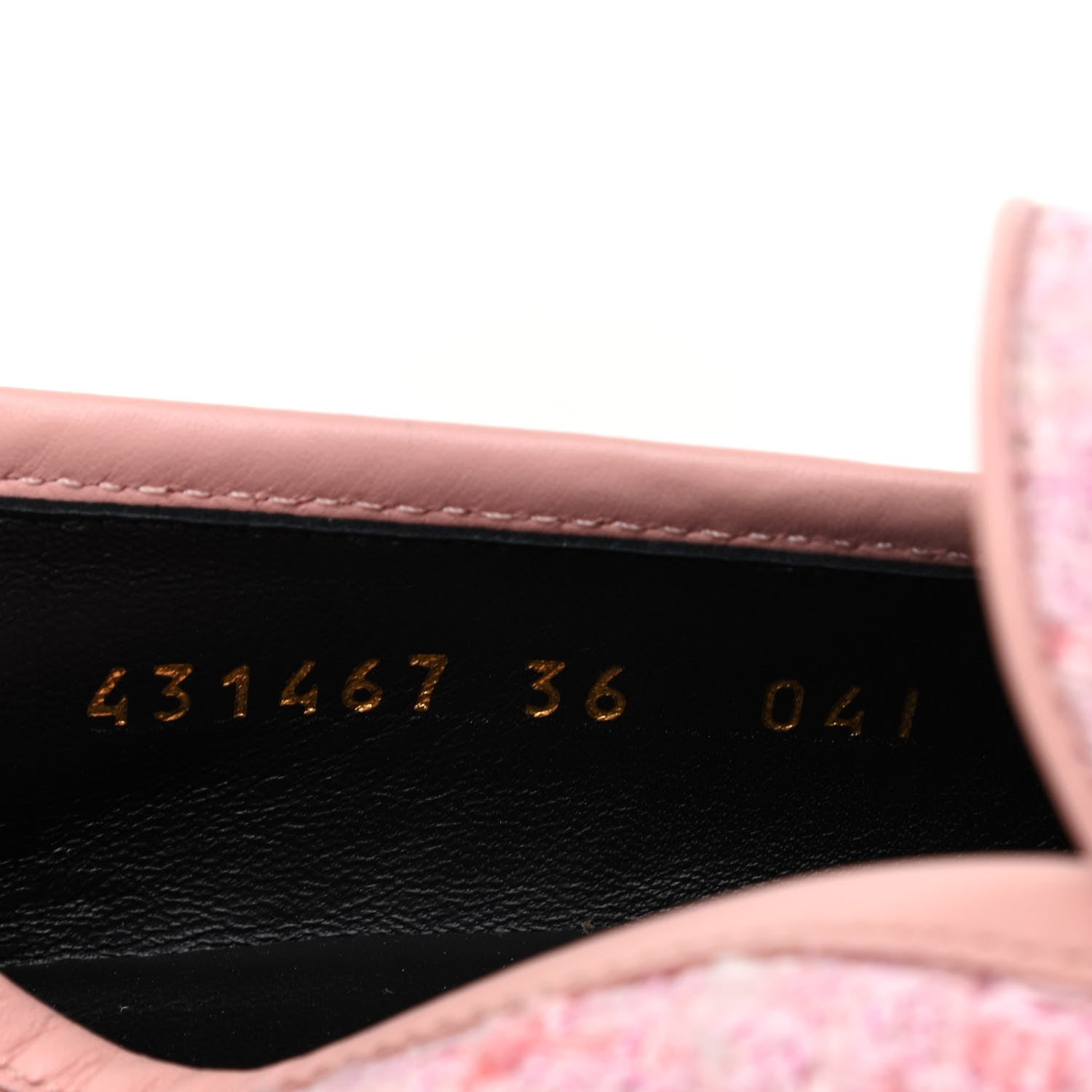 Gucci Wool Tweed Horsebit Womens Jordaan Loafers 36 Pink White Perfect Pink 8 of 8