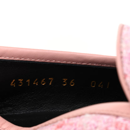 Gucci Wool Tweed Horsebit Womens Jordaan Loafers 36 Pink White Perfect Pink 8 of 8